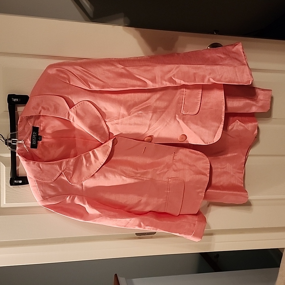 Coral colored Kasper Raw Silk suit